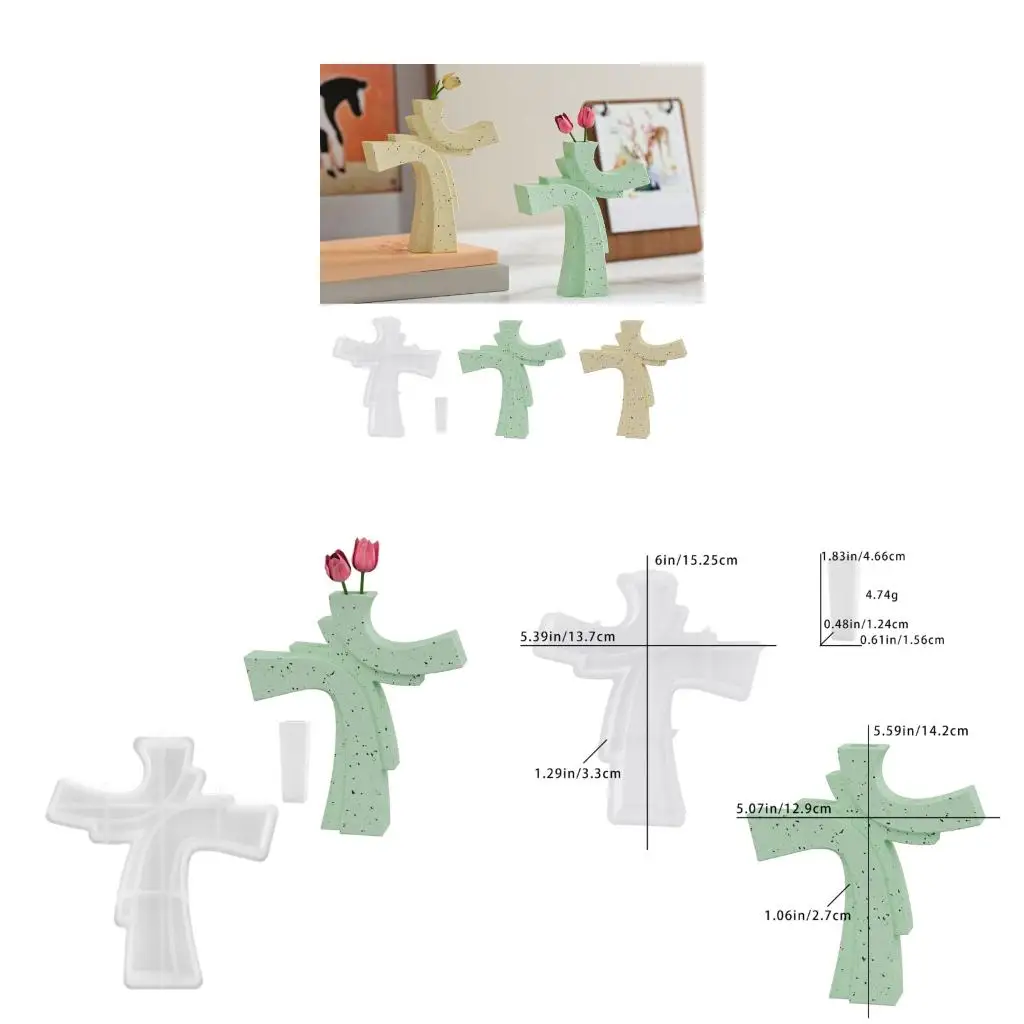 

Religious Art Silicone Crucifix Vase Mold Pen Holder Gypsum Mould For Resin Casting And Home Decoration Crafts