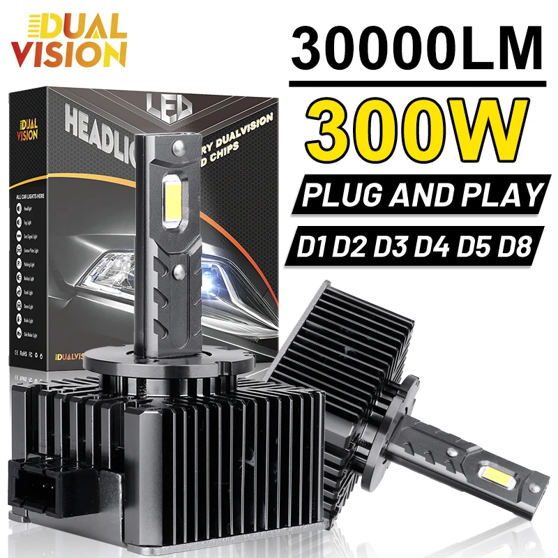 

D1S D3S светодиодный фары 300 лм HID D2S D4S D5S D8S D1R D2R D3R D4R Canbus без ошибок 6000 Вт 4300K CSP чипы Plug and Play 12 В