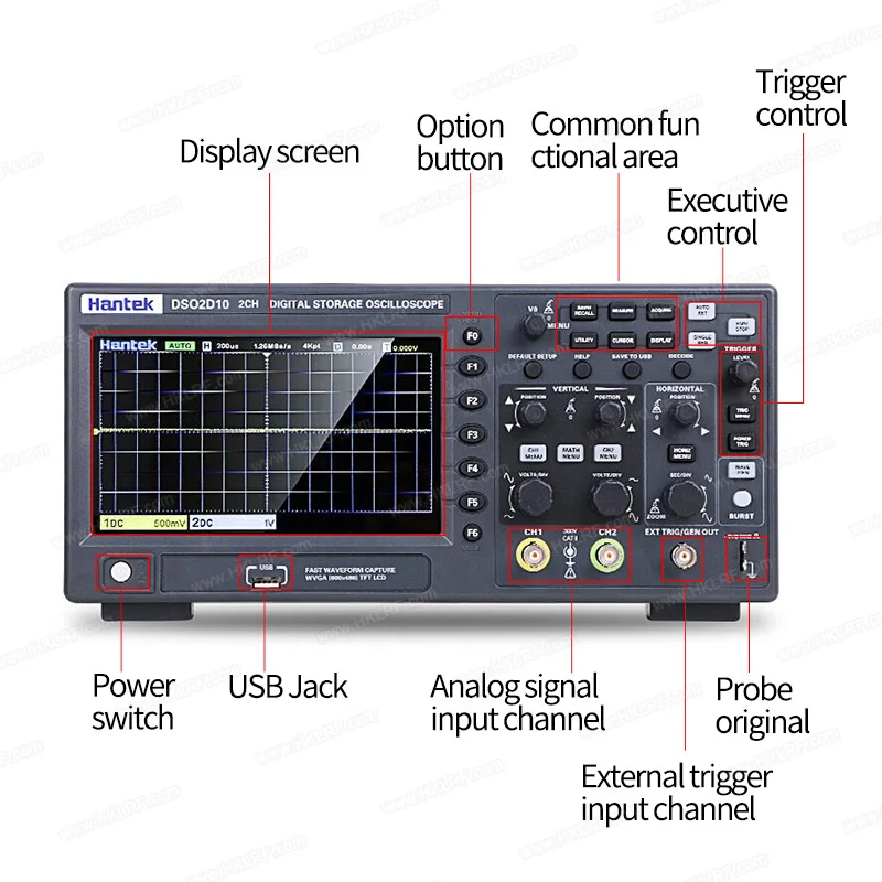 Digital Oscilloscope Sampling DSO2D10 2CH+1CH With Signal Source Signal Generation Oscilloscope