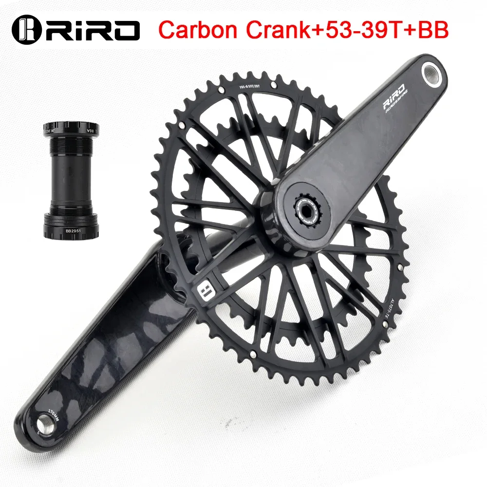 RIRO カーボンクランク 165mm 40tナローワイドチェーンリング付き Riro-ロードバイクチェーンリング,カーボンファイバー,直接マウント