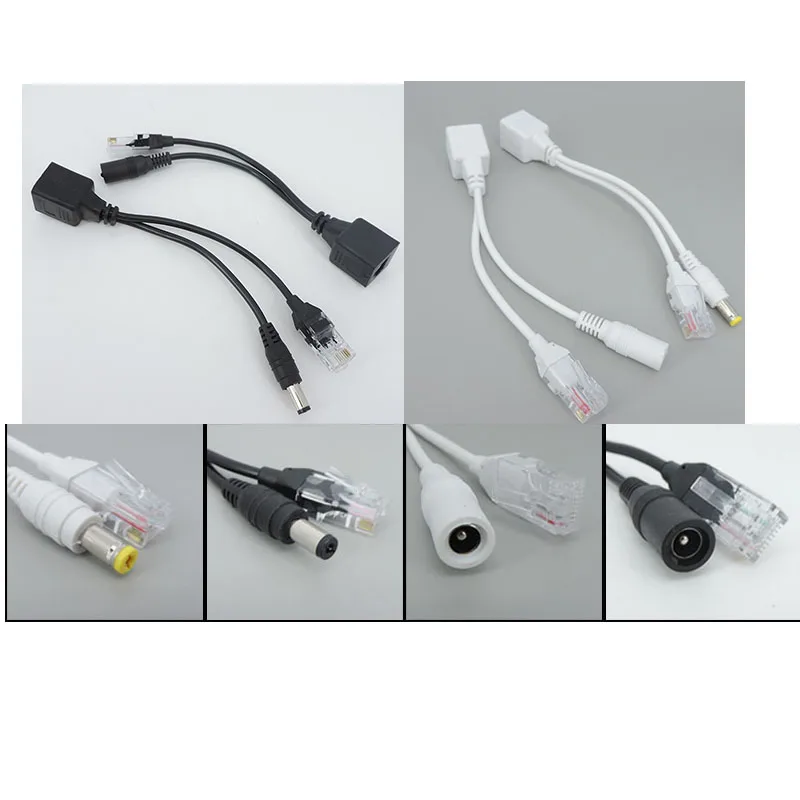 white black POE Passive Power RJ45 DC Over Ethernet Adapter Cable POE Splitter Injector Supply Module 12-48v For IP CCTV W28