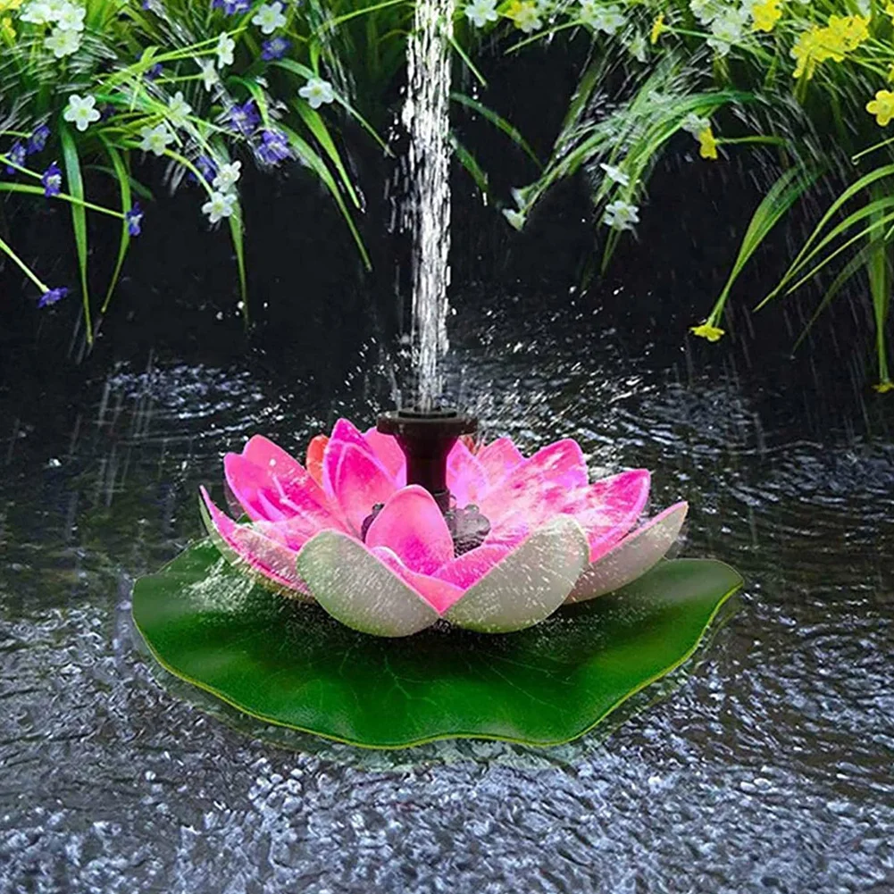 

Lotus Shape Pond Decoration Life Up To 20000 Hours Solar Powered Waterfall Fountain Water Lily Ornaments for Patio Pond and Pool