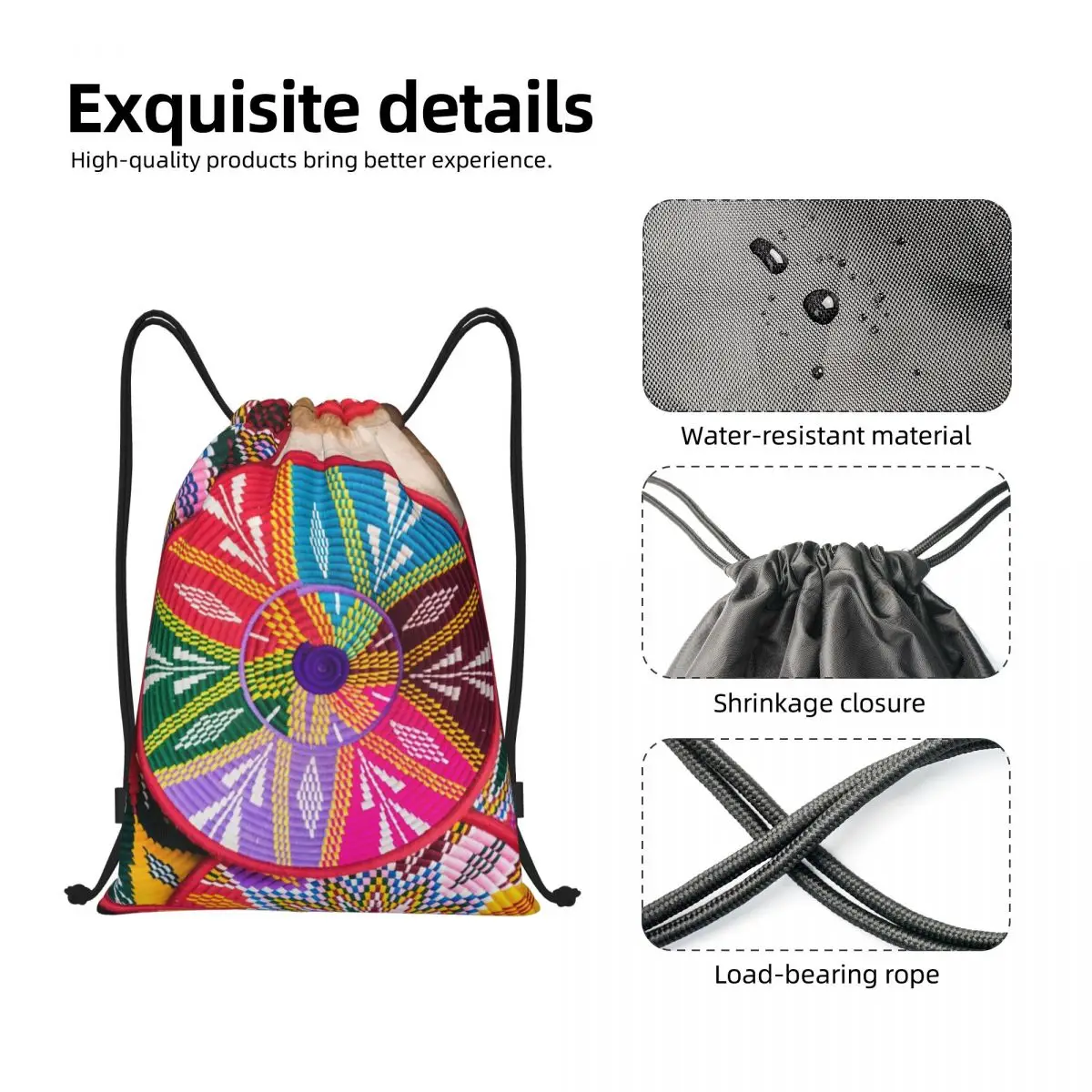 Ethiopian Plates Drawstring Bag Men Women Portable Gym Sports Sackpack Sefed Shopping Backpacks