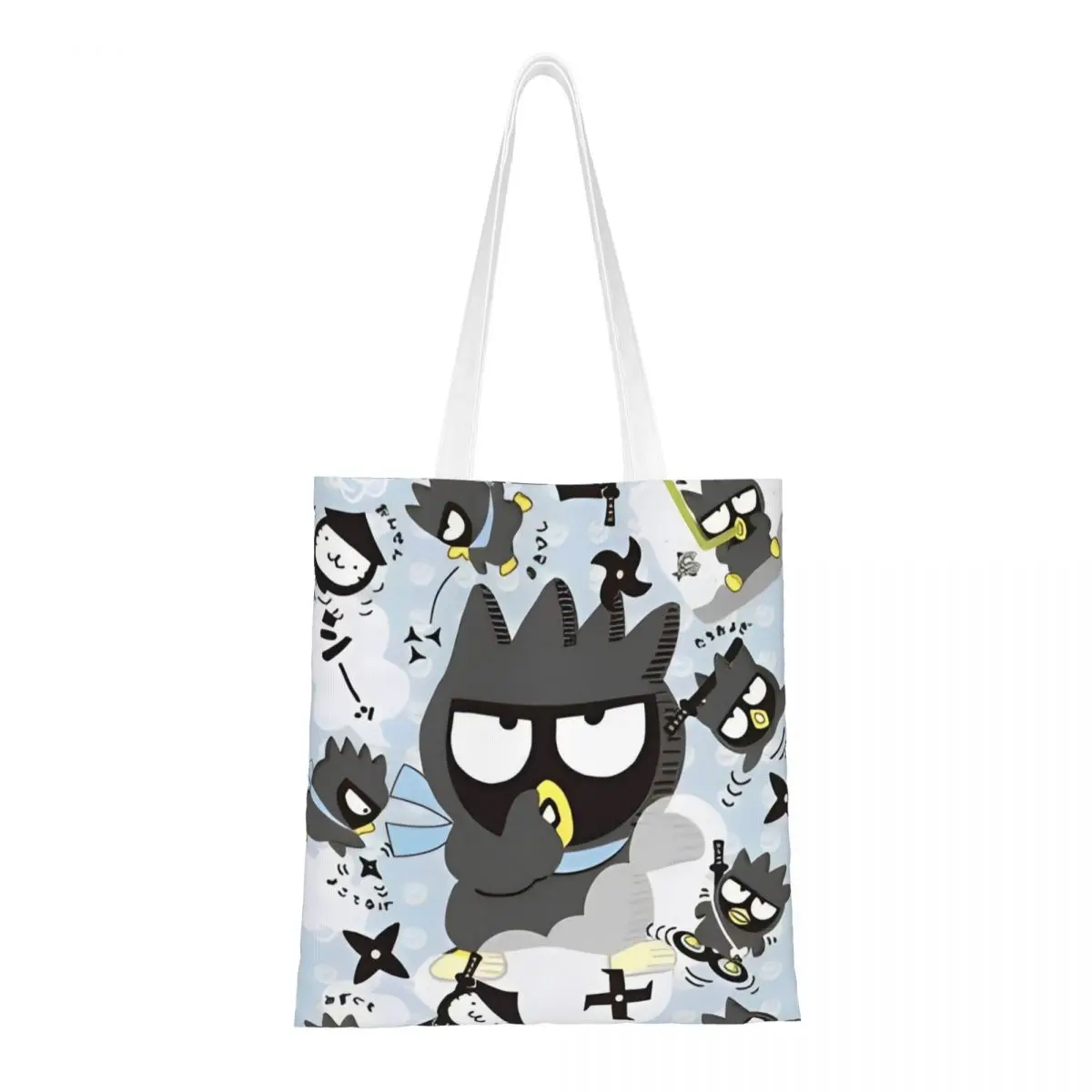 Badtz Maru Warrior Tote Bags Bolso de mujer Bolso de lona con dibujos universitarios Bolso de hombro Bolsa de comestibles reutilizable