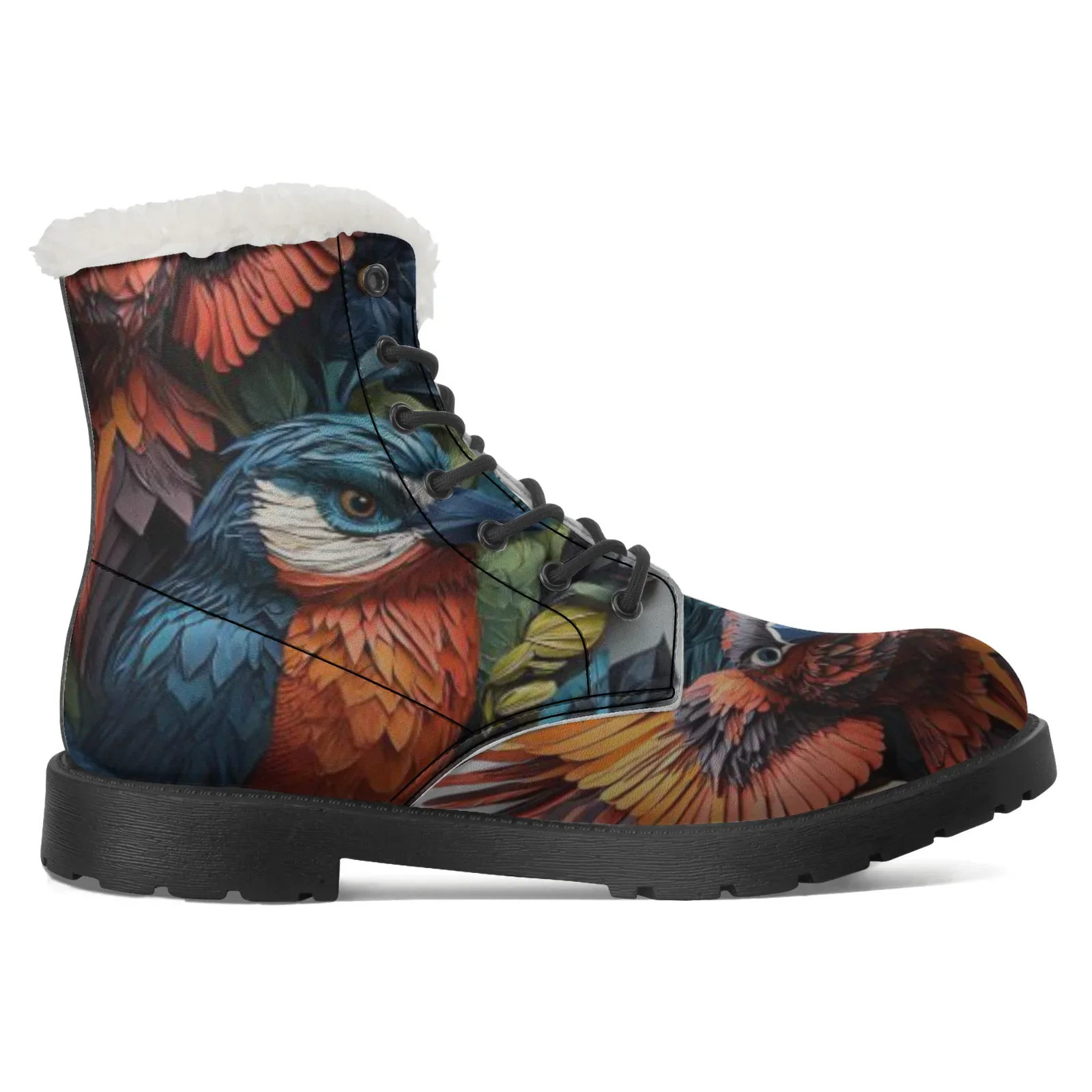 Customizable kingfisher print plush boots warm youth shoes casual boots hot selling mid-calf boots men and women winter