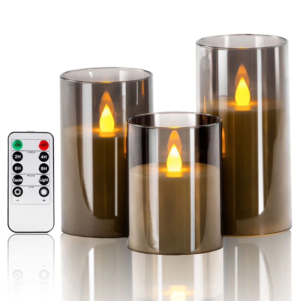 LED-verlichting elektronische kaarsen LED-kaarsversieringen acrylkaarsen complete set timers met afstandsbediening Kerstmis en bruiloft - afbeelding 1