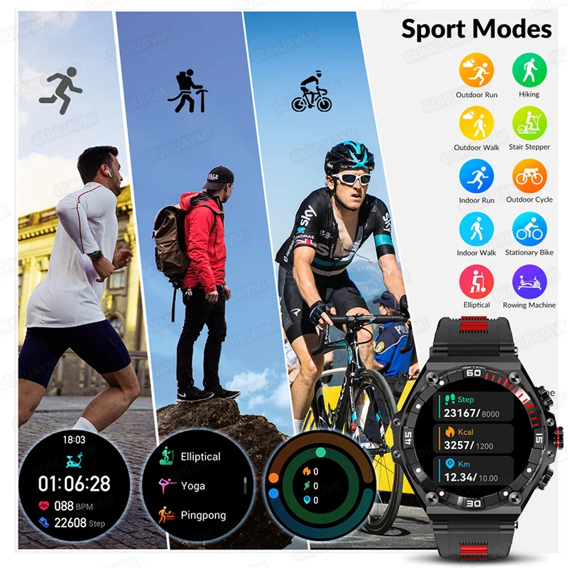 2023 nowy inteligentny zegarek męski 1.43 Cal ekran HD Bluetooth Call Sport Fitness zegarki do pomiaru tętna 700 mAH Battery Smartwatch