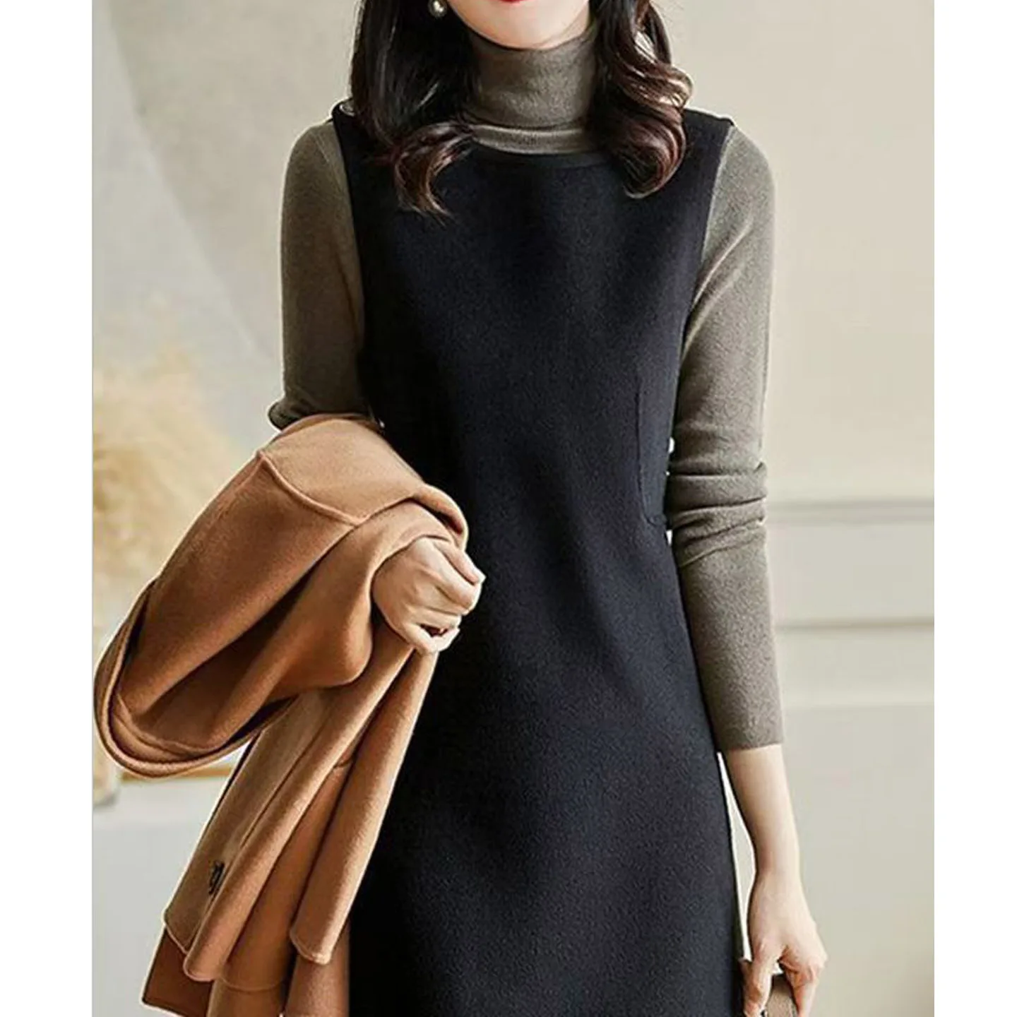 

Шерстяной жилет Ele для женщин, осенне-зимний, приталенный, средней длины, базовый слой, для работы, собеседований, свиданий