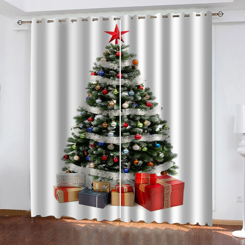 

Curtains For Houses Rooms 3D Print Christmas Tree Pattern Window Curtain For Kid Childern Boy Bedroom Living Room Home Hook