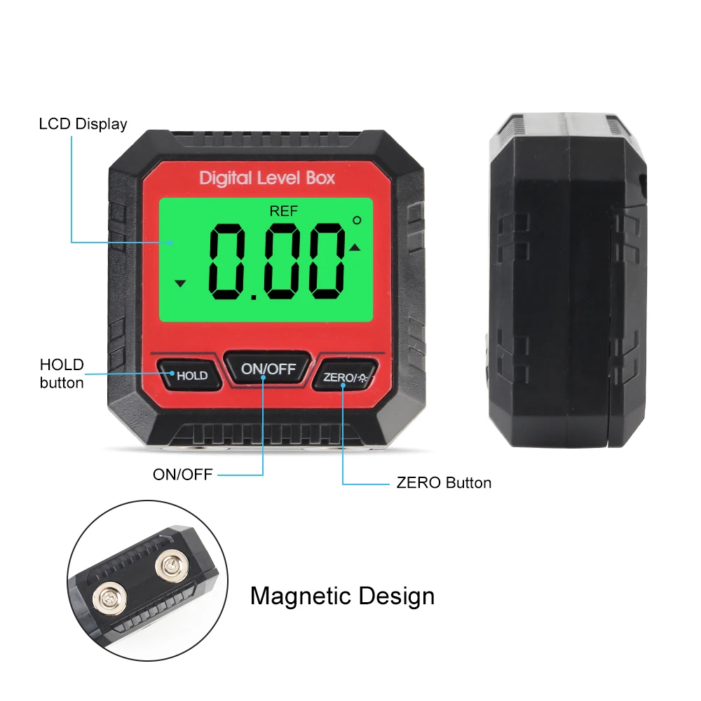 Protractor Bubble Electric Level 90degree Angle Finder Inclinometer Horizontal Scale Ruler Portable Digital Spirit level