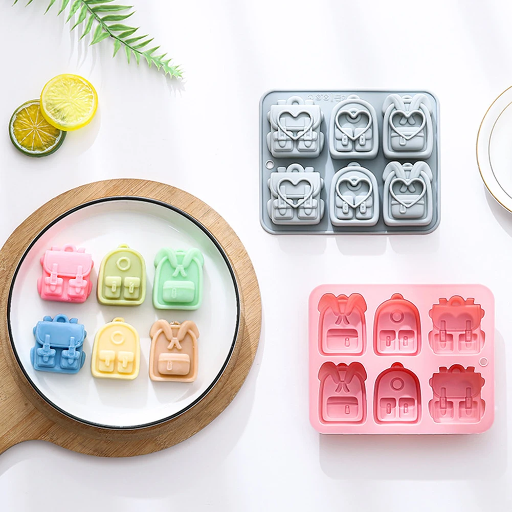 6 Cavities Backpack Silicone Mold,3D Backpack Shape Baking Mold,Baking Tool For Chocolate Candy Biscuit Mold Kitchen Accessories