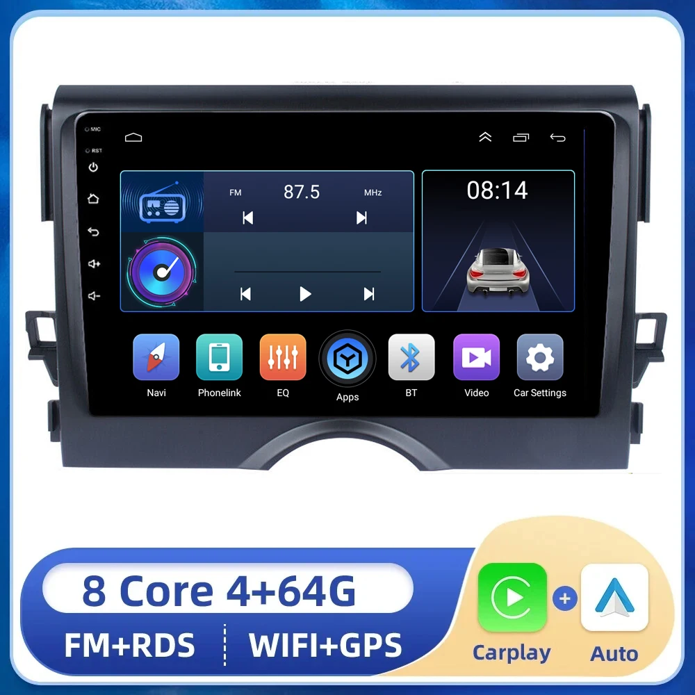 

Беспроводной CarPlay для Toyota Reiz Mark X 2010 2011 -2013 2014 2015 Android 14 радио 4G Wifi Автомобильный мультимедийный GPS-Навигационный экран