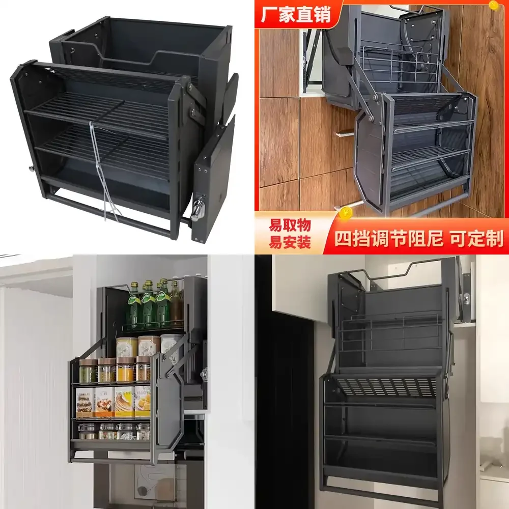 2026 Hot Sale  Hanging Cabinet Lift Basket for Refrigerator Snacks Storage Kitchen Pull Out Drawer Organizer Shelf Rack for