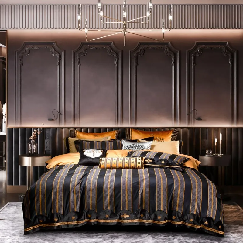 Luxury atmosphere villa bedding four-piece set European high-end cotton quilt cover bed cover multiple pieces