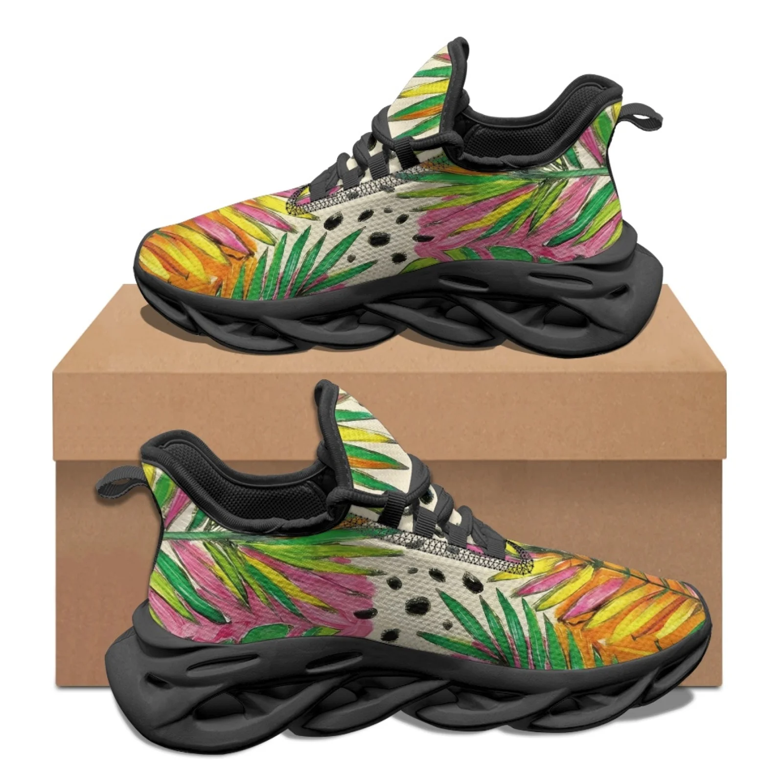 PENSTROLL Leaf and Leopard Sports Shoes Men's Running Shoes for Mens Breathable Fashion Sneakers
