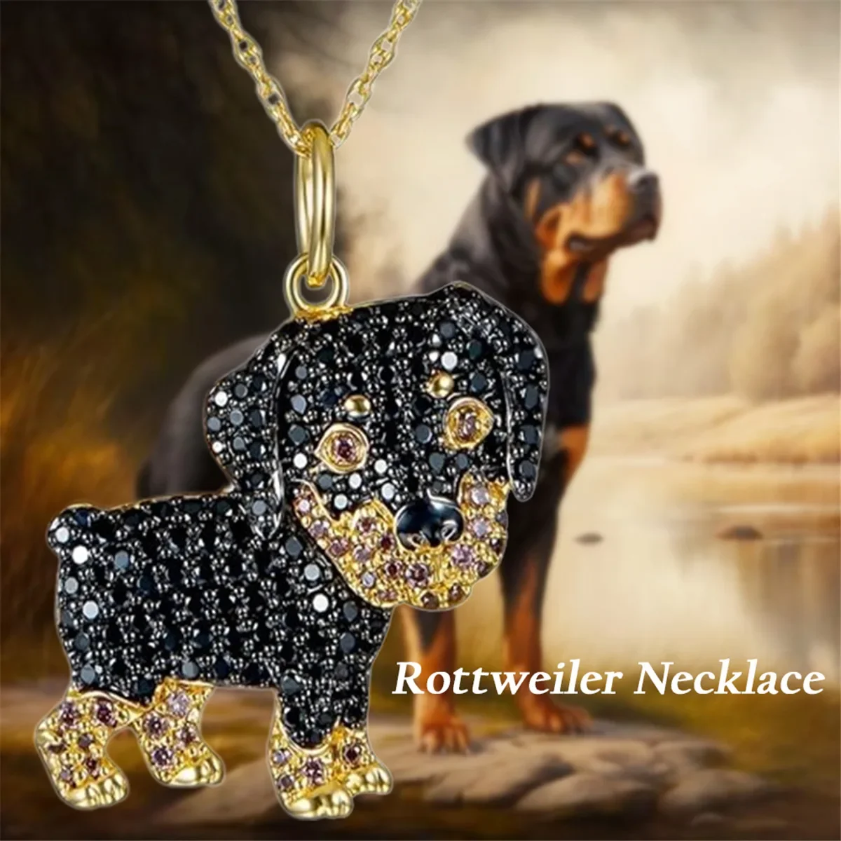 

Exquisite and Cute Rottweiler Dog Pendant Necklace for Women Elegant Pet Puppy Jewelry Animal Accessories Gift for Dog Lovers