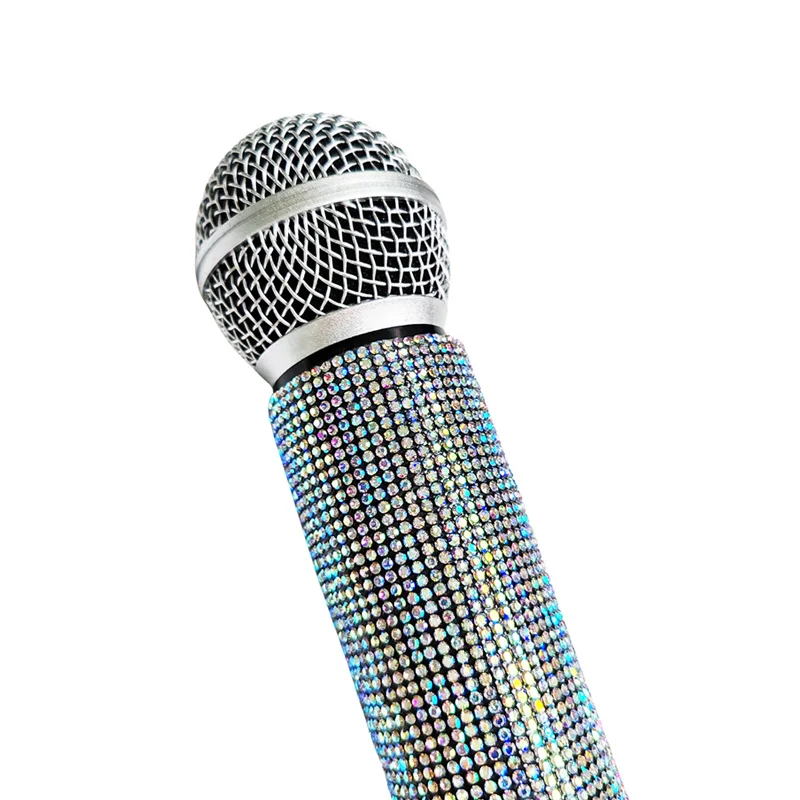 Rhinestone Simulation Microphone Props Colorful Plastic Fake Micriphone Decoration Ornaments For Home Bar Party Favors Photograp