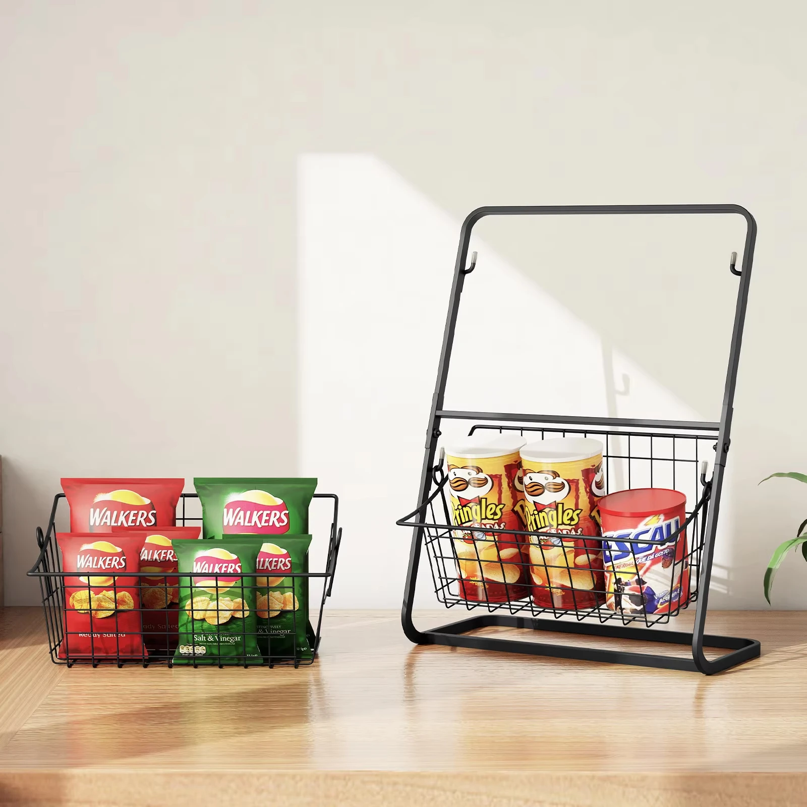 Kitchen Mini Two-level Cradle Storage Rack Iron Large Capacity Strong Load Bearing Kitchen Fruits and Vegetables Receive Basket