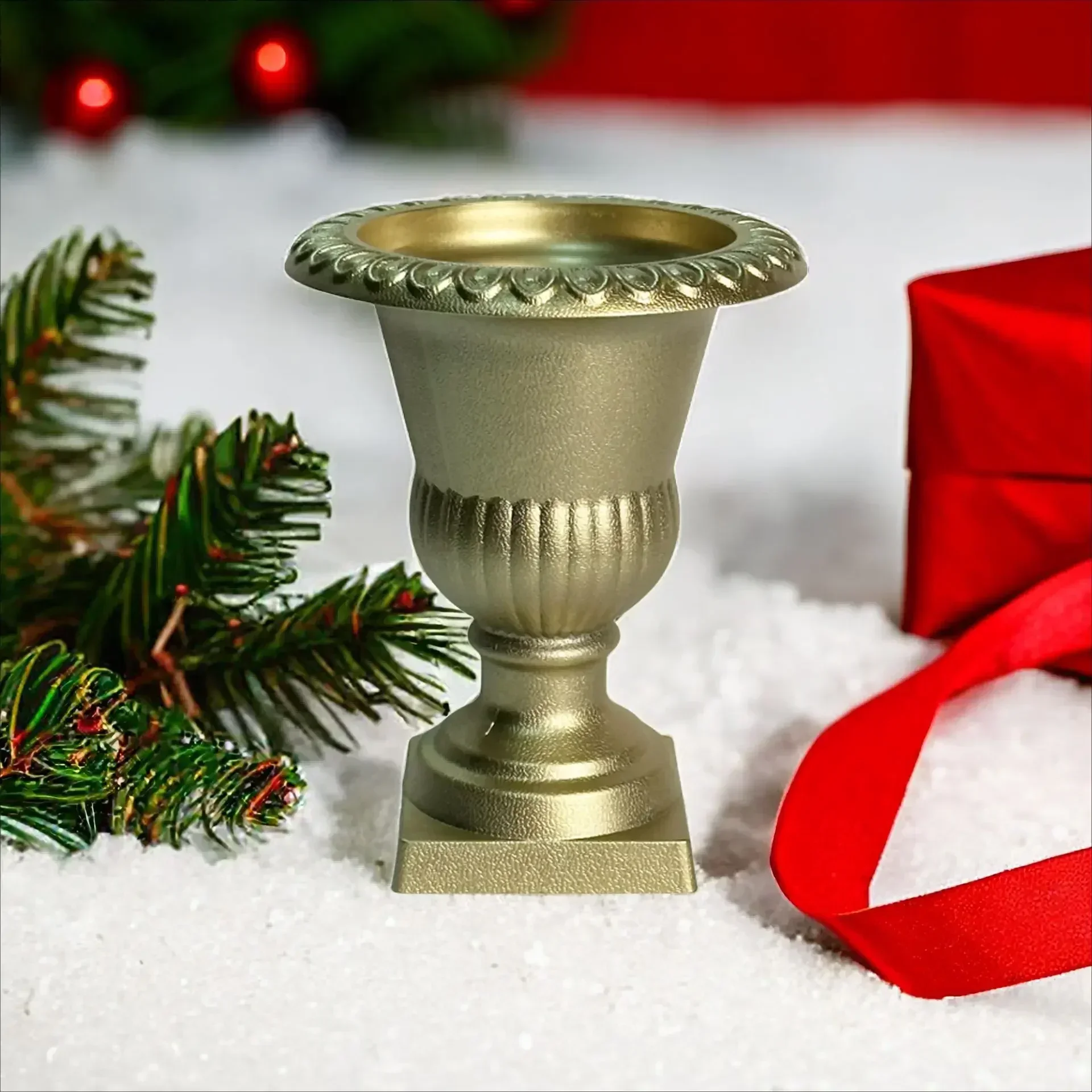 10pcs Golden Silvery Plastic Vase Festival Christmas Wedding Flower Arrangement Ornament Home Living Room Flower Pot Decorate