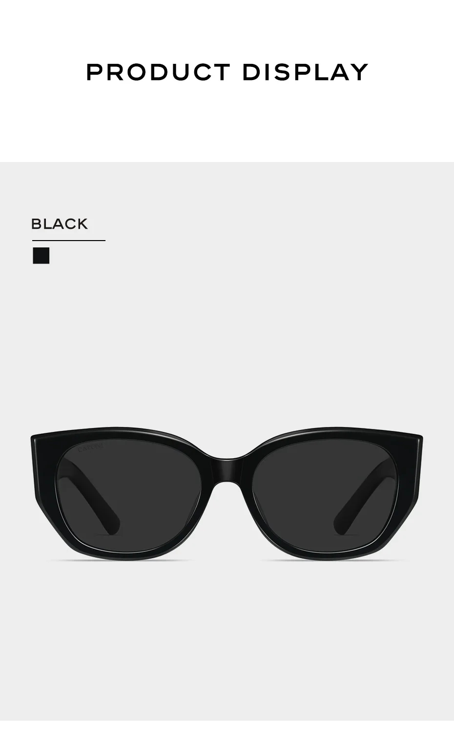 CAPONI Marke Frauen Schwarz Shades Polarisierte Neue Design Acetat Sonnenbrille Mode Trendy Stil Sonnenbrille UV400 Schutz CP24066 – Detail 13