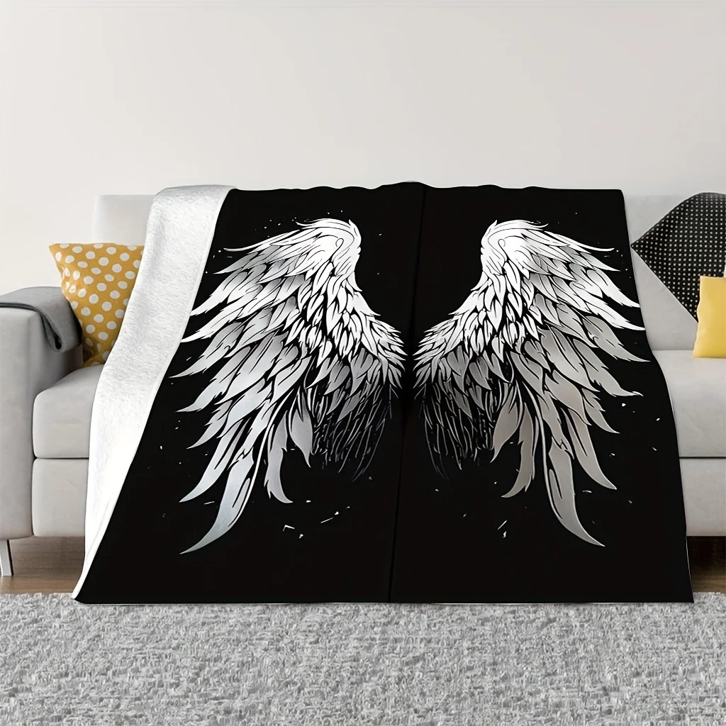 Contemporary Dreamy Wings Flannel Fleece Throw Blanket - Soft, Durable, Machine Washable, All-Season, Geometric Pattern, Multipu