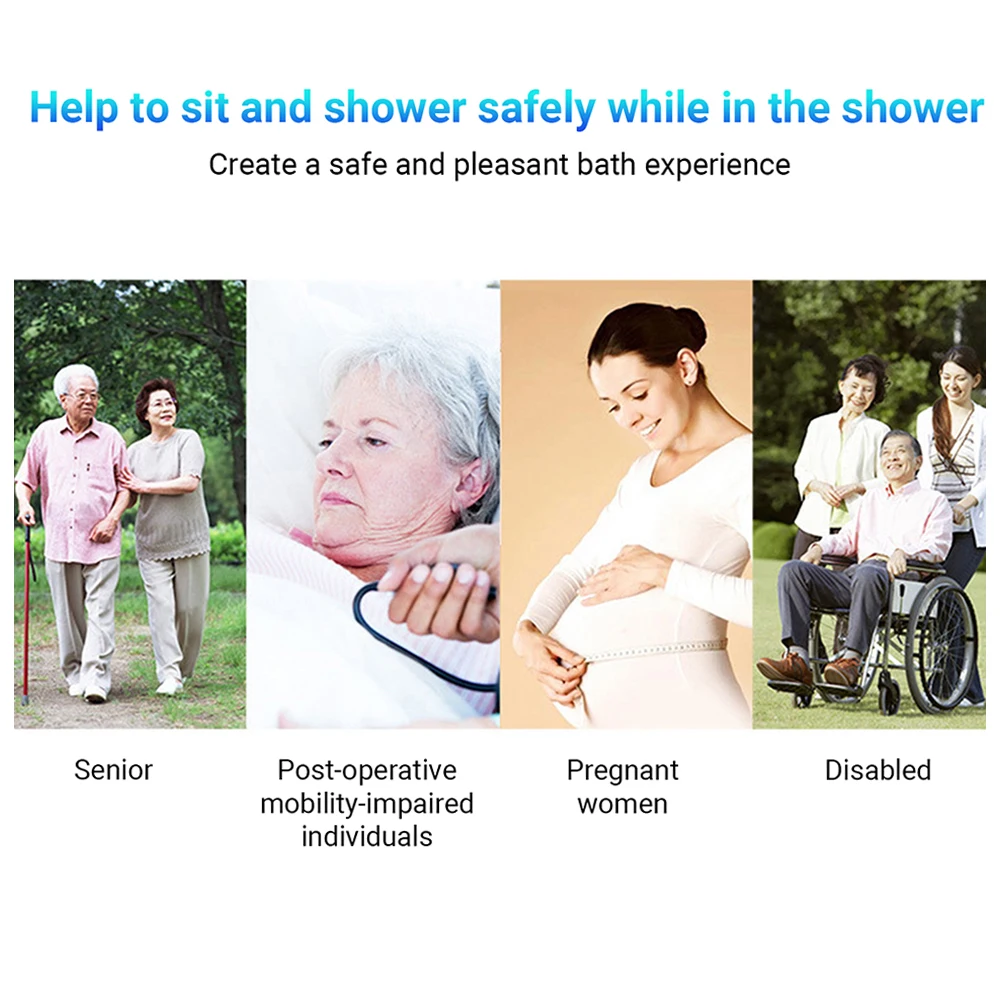 

Folding Shower Bench Wall Mounted Flip-up Bath Seat Screw-in Bathroom Chair Stool