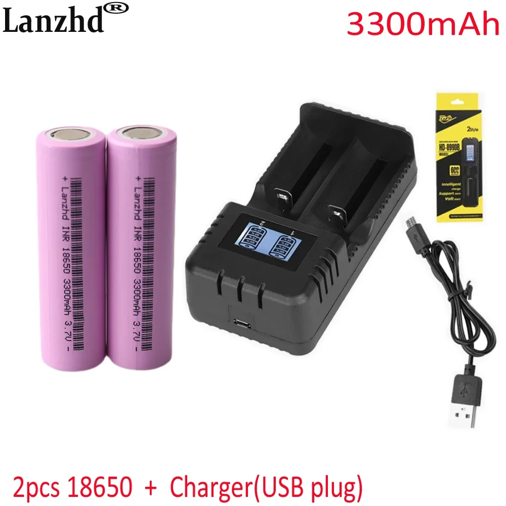 3300mah 18650 Rechargeable battery with charger For 3.7V battery 18650 21700 16340 26650 14500 AA Li ion lithium batteries