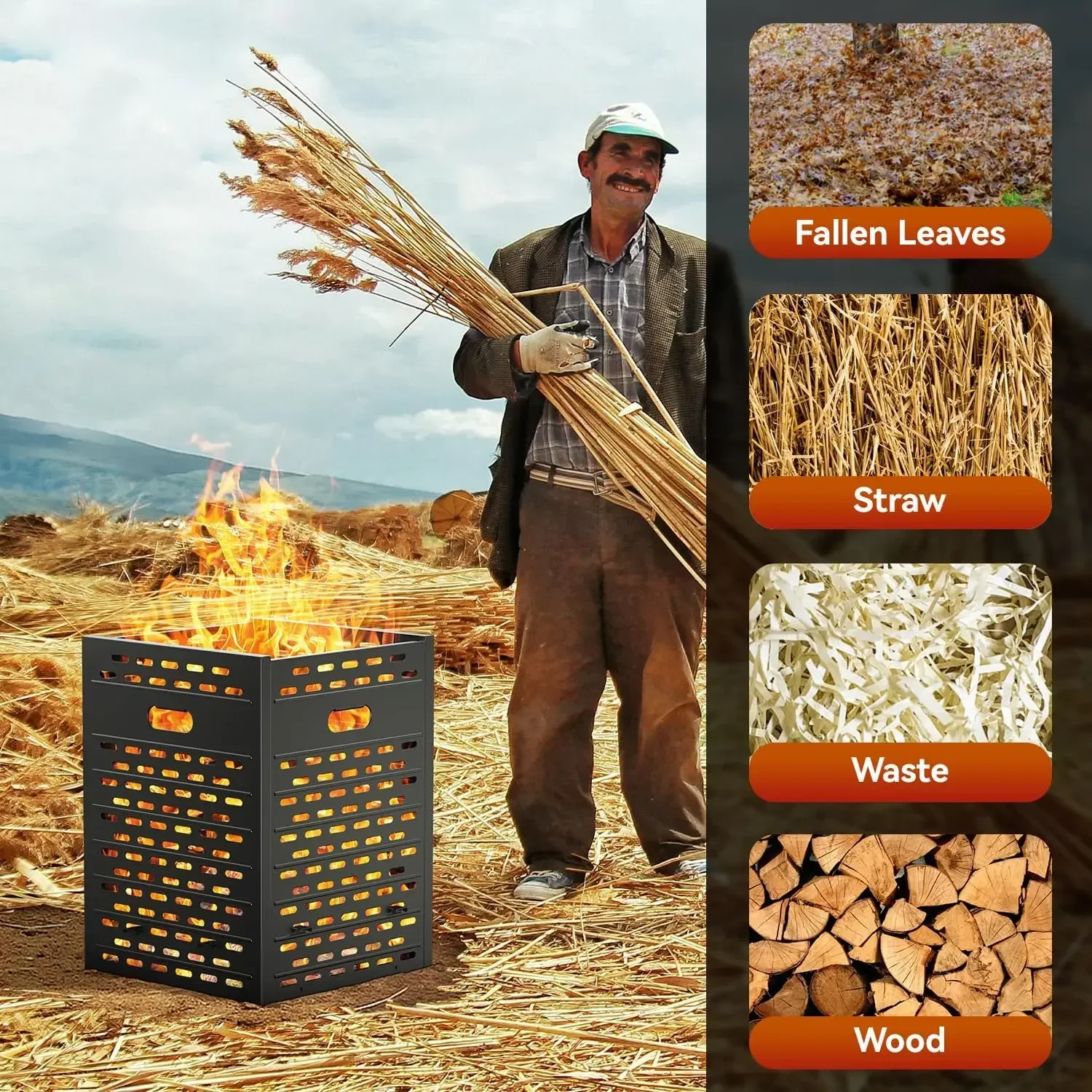 

[Hot Sale, Limited Stock!]Outside Paper Leaf Trash Wood Burn Barrel 30 Inch 63 Gallon Ultra Thick Burn Drum for Yard Waste Incin