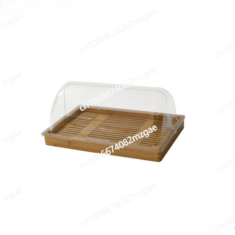 Bamboo and wood tray, baked cakes, bread display cabinet, cake dessert table, dim sum, dust cover, transparent flip rectangle.