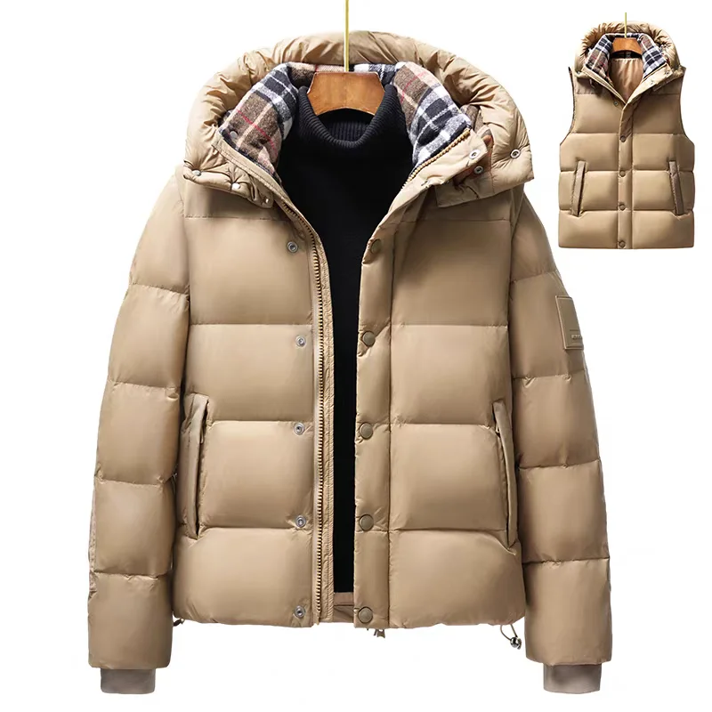 

Korean Sle Men's ort down Jaet White Du Feather Warmth Winter Faion Brand Street Sle Running Polyester Fiber