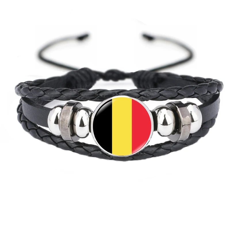 24 Style European Football Flag Bracelet Men Germany Italy Serbia France Romania Belgium Czech Portugal Grugi Leather Bangles