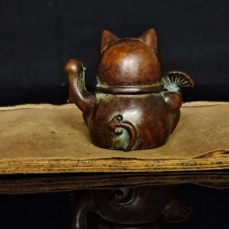 1Pc Lucky Cat Decorative Figurines Office Counter Car Ornament Retro Mini Figurine Metal Ornament Accessoires Miniatures