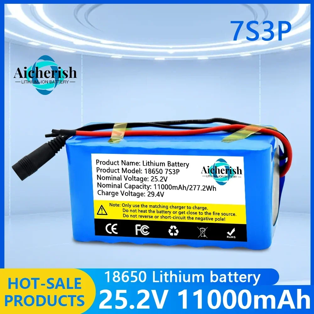 

7S3P 24V 11000mAh 18650 Lithium Battery 29.4v 350W 500W Electric Bicycle Moped electric Li-ion Battery pack and US/EU 2A Charger