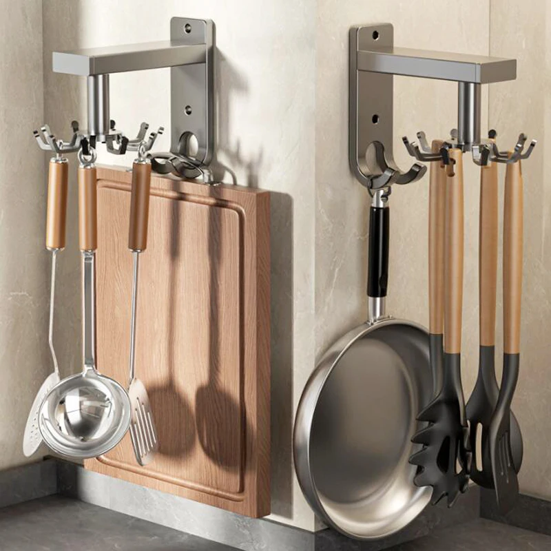 

1pc Multi-purpose Hooks 360 Degrees Rotated Aluminum Alloy Kitchen Hook Self Adhesive Wall Mounted Hooks With 10 Rotatable Claws