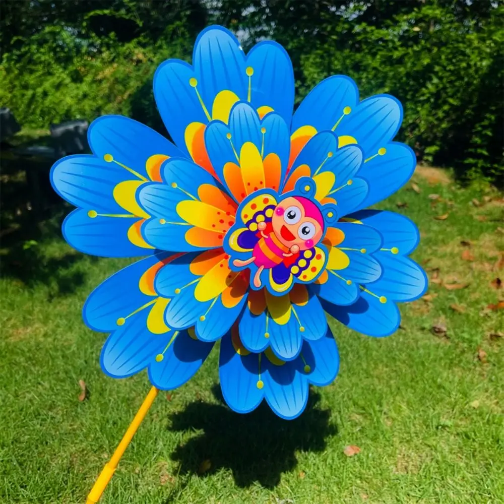 

Multistyles Six Leaf Petal Large Windmill Colorful Traditional Cartoon Rotating Wind Spinner PVC Double Layered