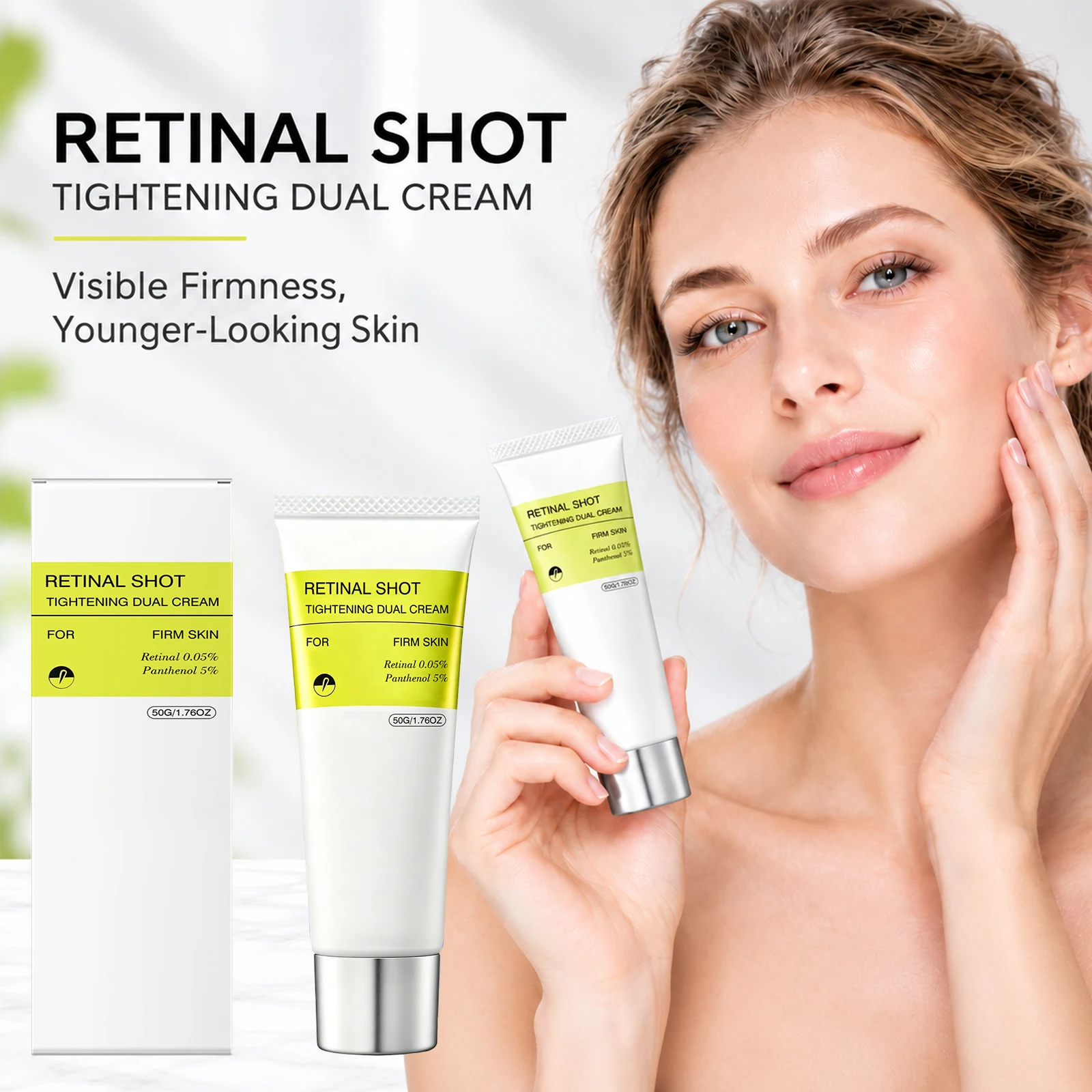 Retinal Shot Tightening Dual Cream,Deep Hydrating Cream for Wrinkles Care,Firming Lifting Moisturizer with Collagen & Panthenol