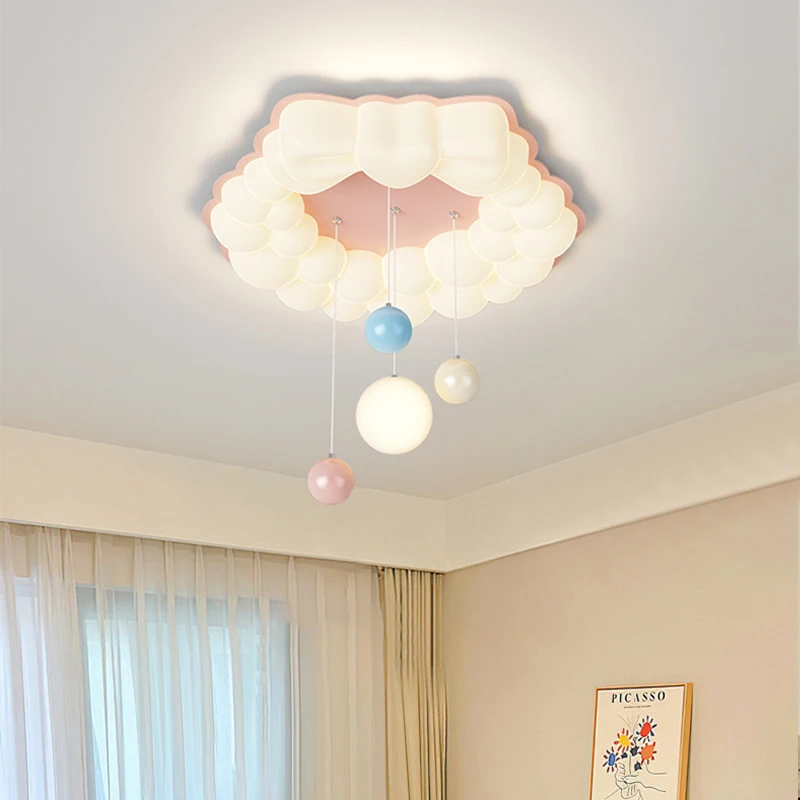 

Bedroom Bubble Ball Ceiling Light Cream Style Led Lamp Living Room Full Spectrum Eye Protection Children's Room Lighting Fixture