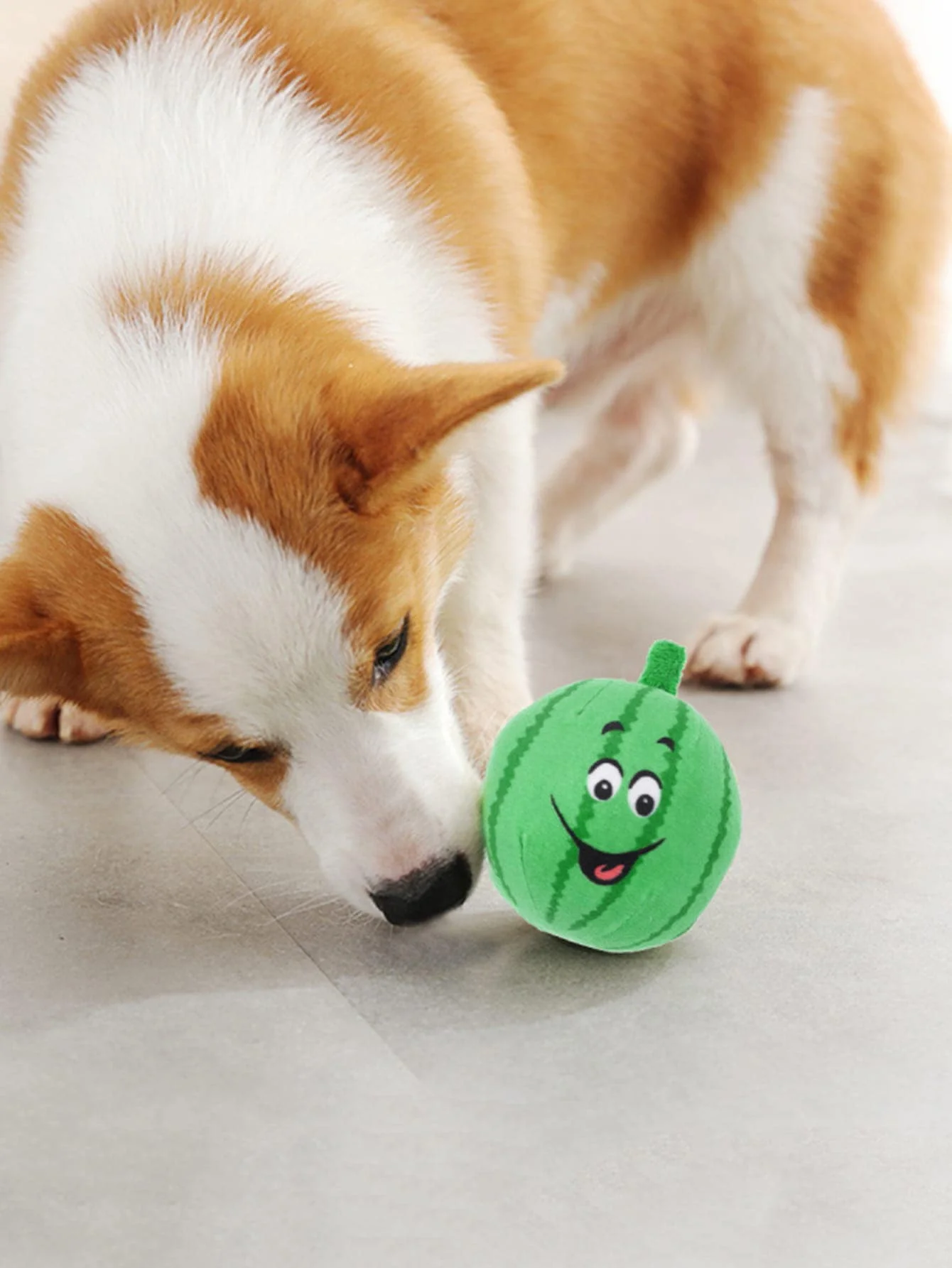 1pc entzückende Haustier Hund Plüsch quietschende Spielzeug-weiche Cartoon grüne Wassermelone Form Haustier Sound Spielzeug für Hunde Welpen Zahnen, spielen