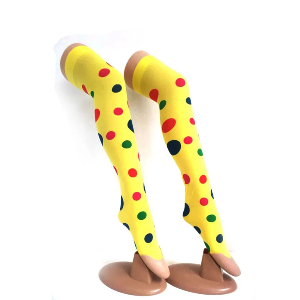 4 قطعة جوارب طويلة ملونة البولكا نقطة شريط جوارب طويلة إلى الركب للنساء الفخذ العليا جوارب أنبوبية مرنة لينة تنفس يمكن ارتداؤها #6