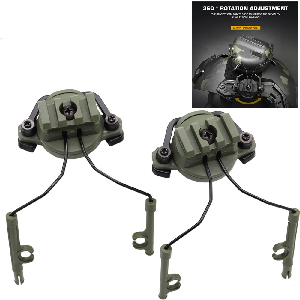 Tactical Helmet Rail Mount Headset Rail Adapter Headset Holder Set Helmet 360 Degree Rotation Helmet Rail Suspension Bracket