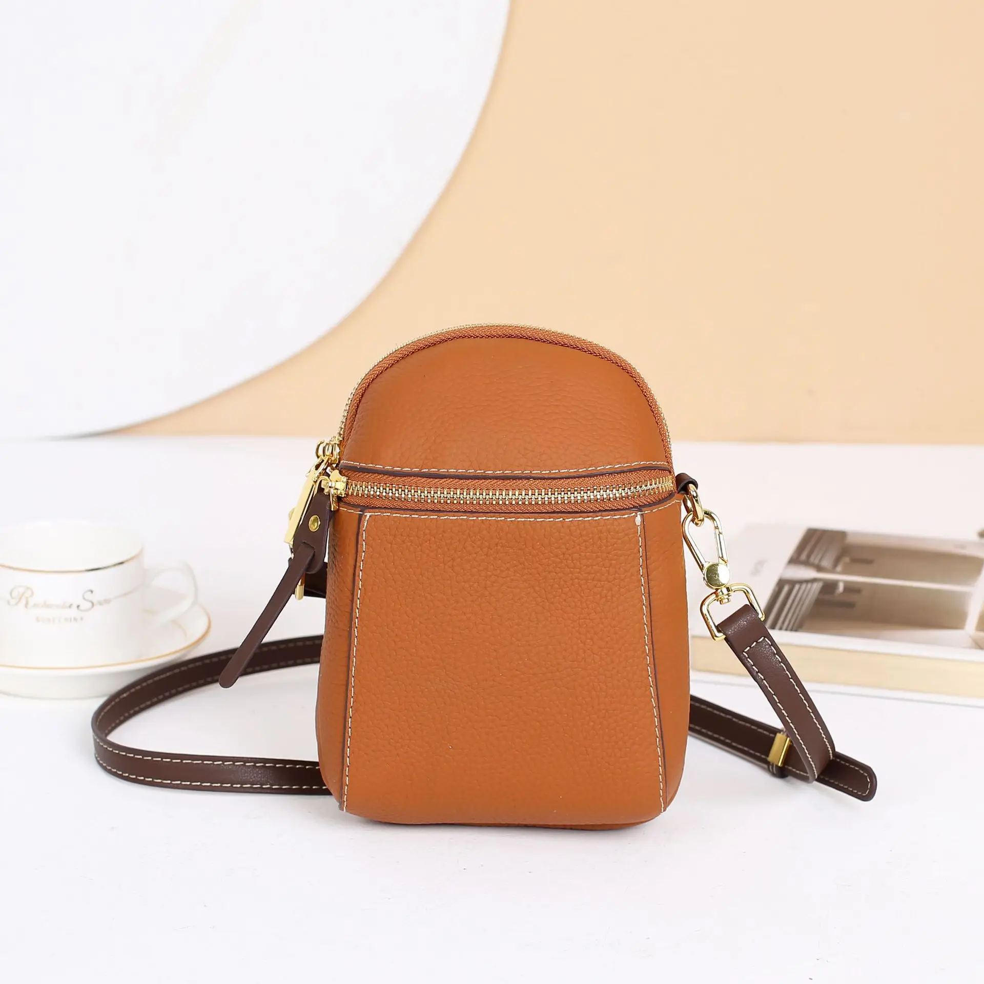 Genuine Leather Women\'s Crossbody Shoulder Bag Women Cross Body Messenger Satchel Small Cute Kawaii Bags for Ladies Cell Phone