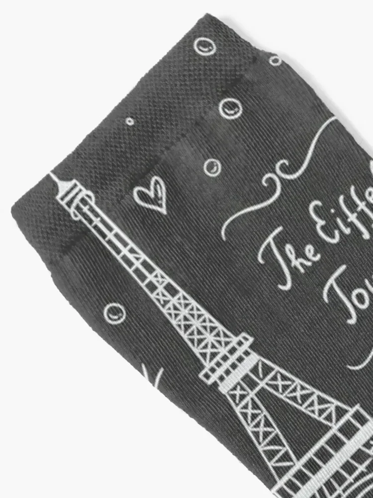 Paris Pattern in Black and White Socks Stockings man Running loose designer Ladies Socks Men's