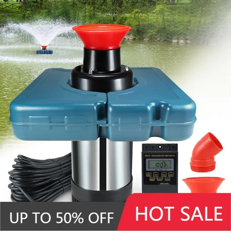 Electric Floating Fountain Pond Aerator Stainless Steel Body Water Spray Pump For Fish Shrimp Crab Aquaculture Farming Use