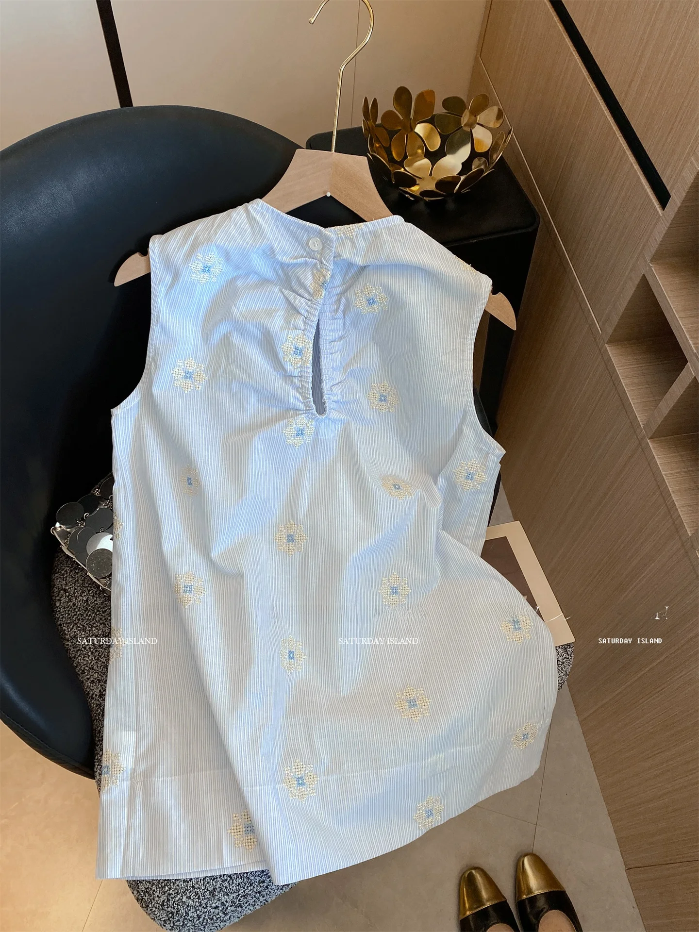 الأزرق الحرة المطرزة الأزهار فضفاضة تناسب جولة Ne Svel سترة المرأة الصيف جديد Sle الكورية أعلى مريحة للتنفس