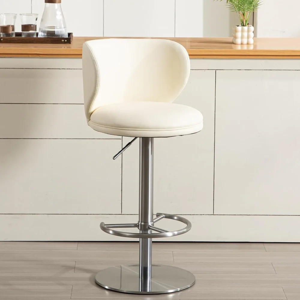 

Stainless Steel Bar Stools,grade Modern Leather Bar Chair With Backrest,swivel Adjustable Height For Kitchen Counter And Dining