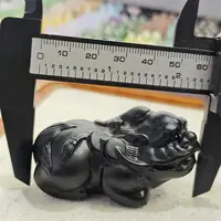 6CM Natural Black Obsidian Pixiu Carving Handmade Animal Powerful Statue For Home Decoration Lucky Gift 1PCS 2