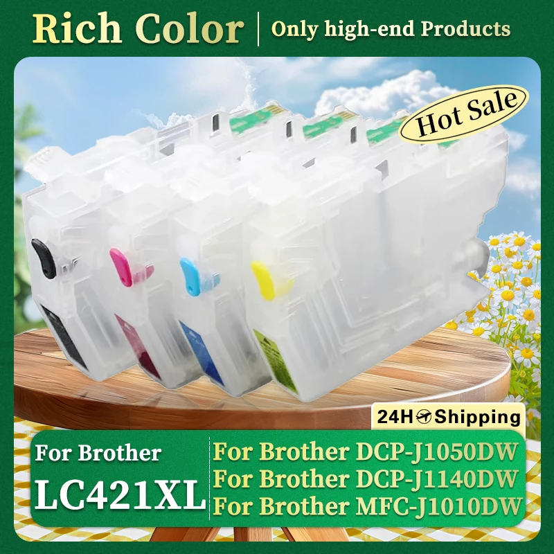 

4Color LC421 Refillable Ink Cartridge With Chip for Brother DCP-J1050DW DCP-J1140DW MFC-J1010DW J1050 J1140 J1010 Printer