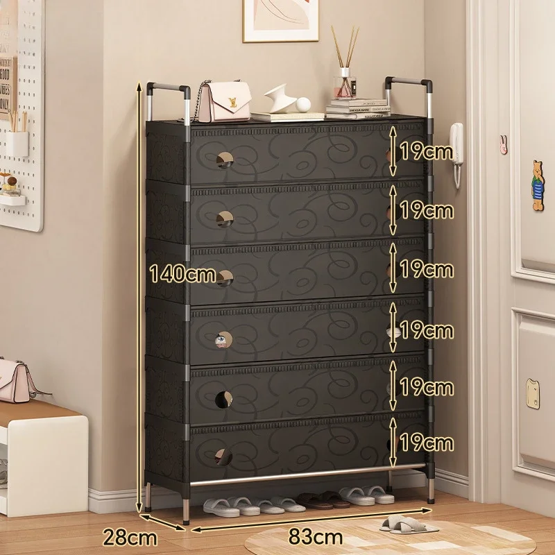 

Stylish Shoe Rack Metal Simple Shoe Shelf Footwear Organizer Stand Holder Space-saving Black Shoe Shelf for Living Room