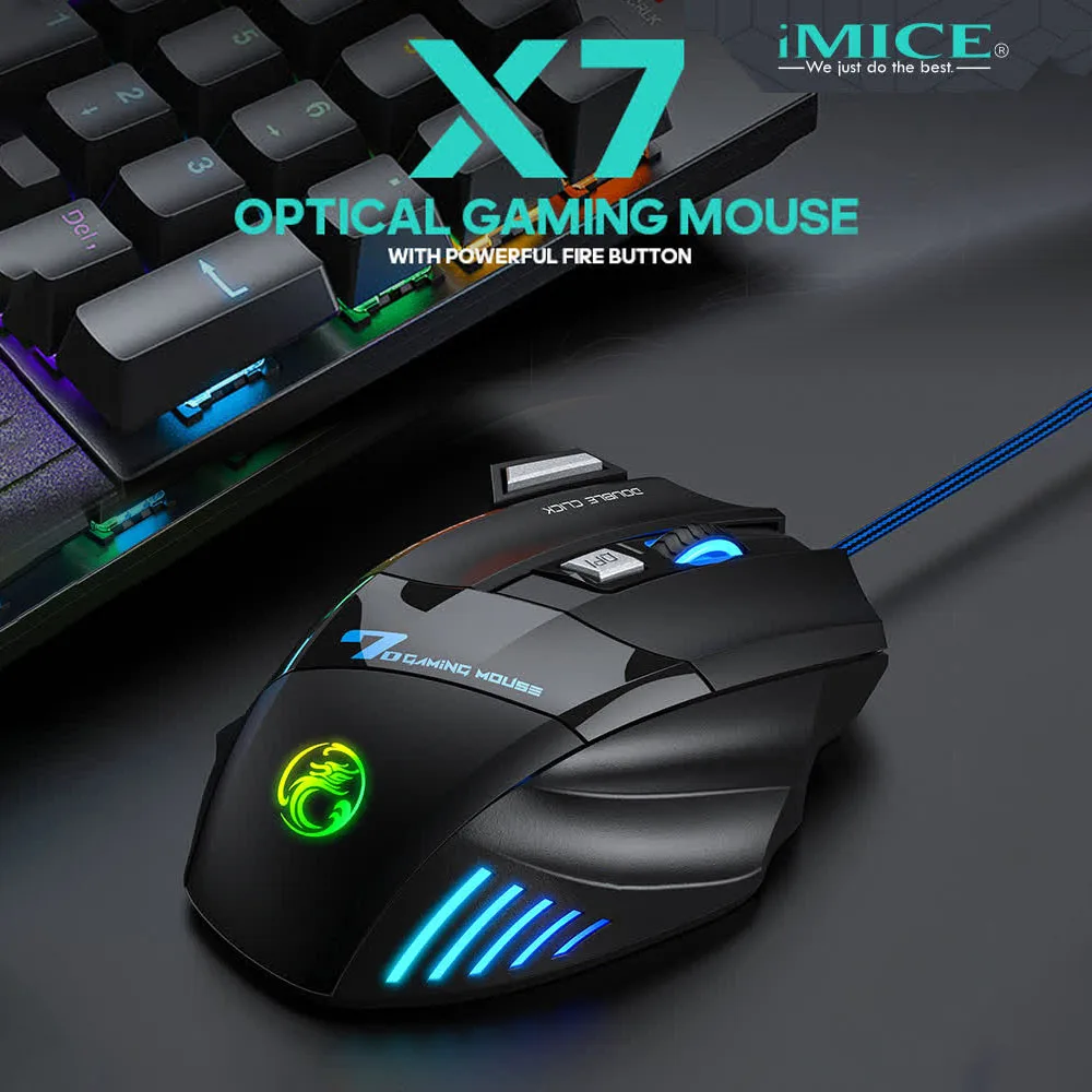 USB Wired Gaming Mouse Generation Ergonomic Gaming Mouse 4keys 2400DPI Mouse RGB Backlit High-Precision Optical Sensor Mouse