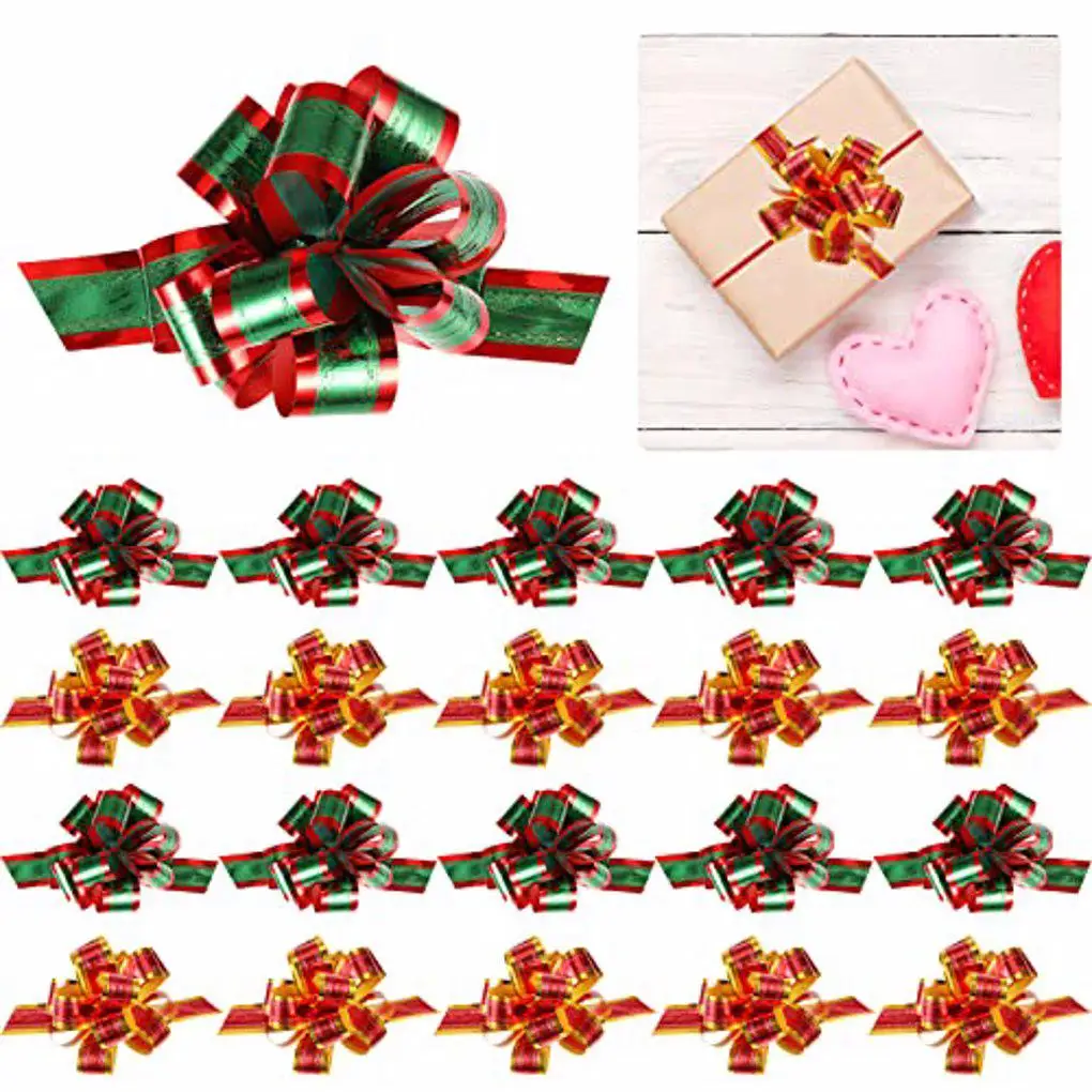 20 Pieces Gift Box Pull Ribbon Ornament Portable Favor Package Decoration